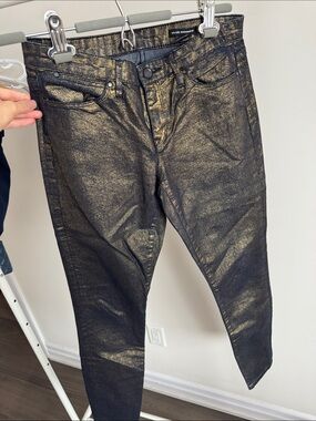 Club Monaco Metallic Black & Gold Jeans